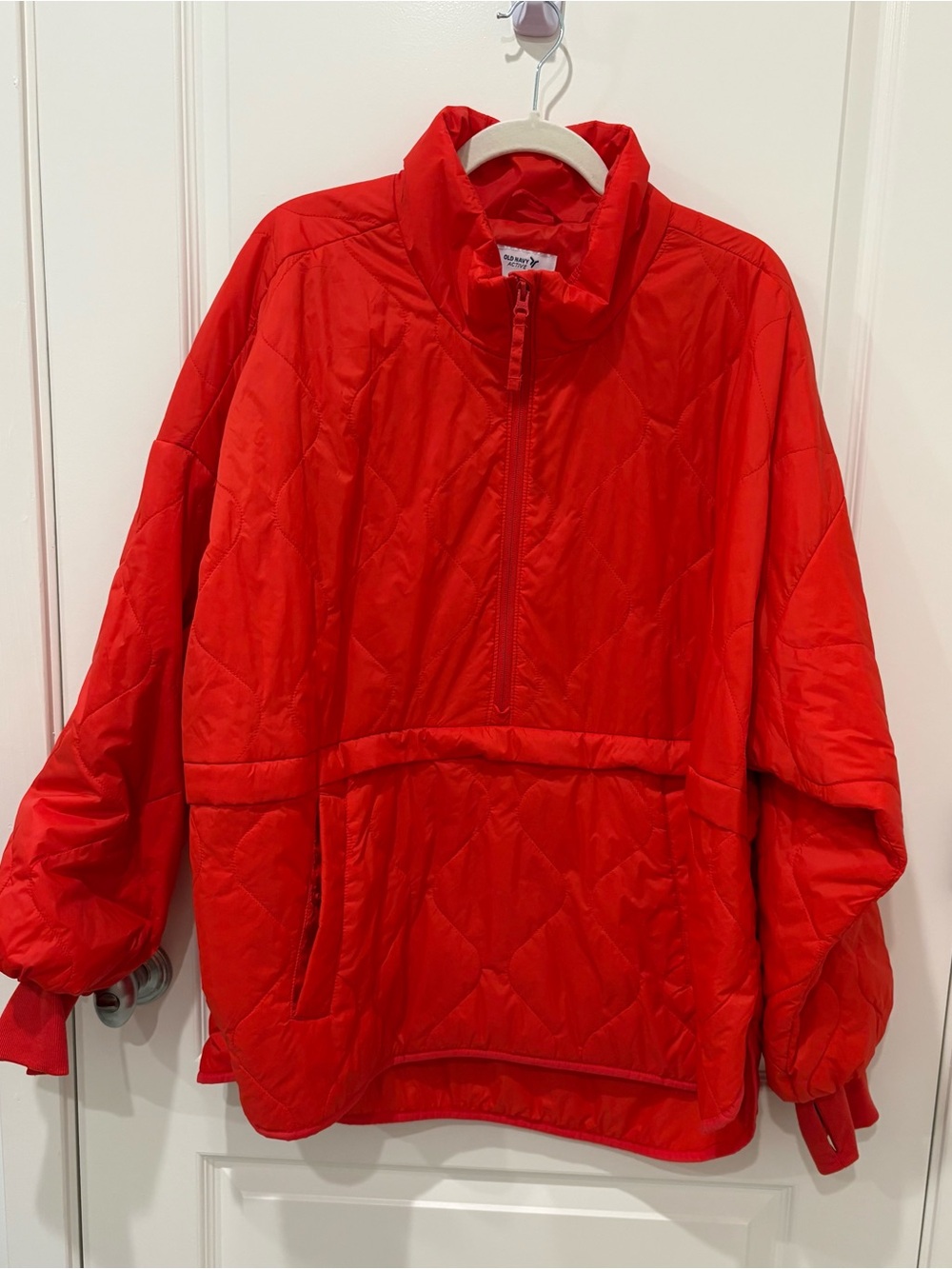 Old Navy Water-Resistant Packable Quilted Half-Zip Pullover Jacket Red 2X